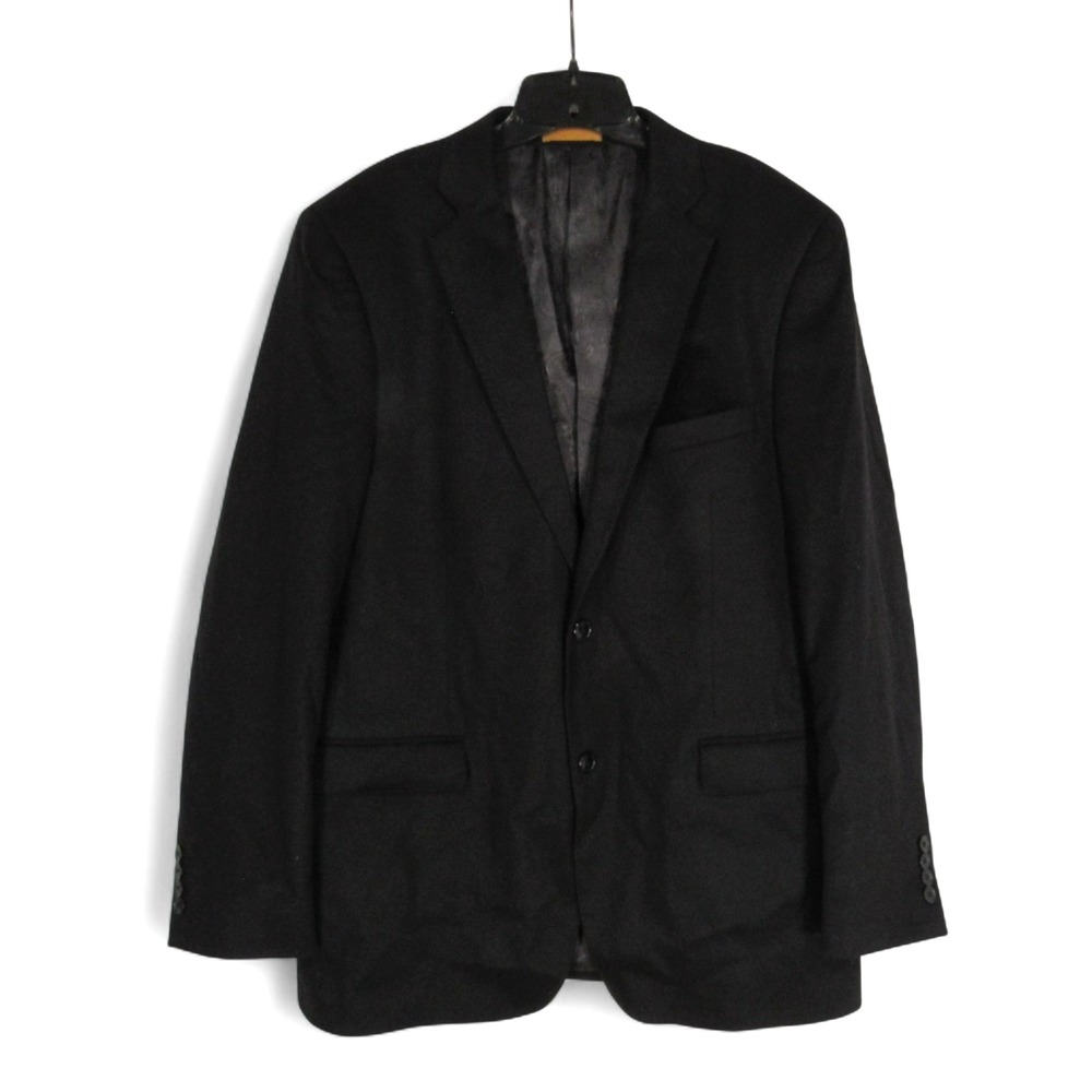 ADOLFO Men's CASHMERE Black 2-BUTTON Pockets SPORT COAT/BLAZER Sz 42 Long